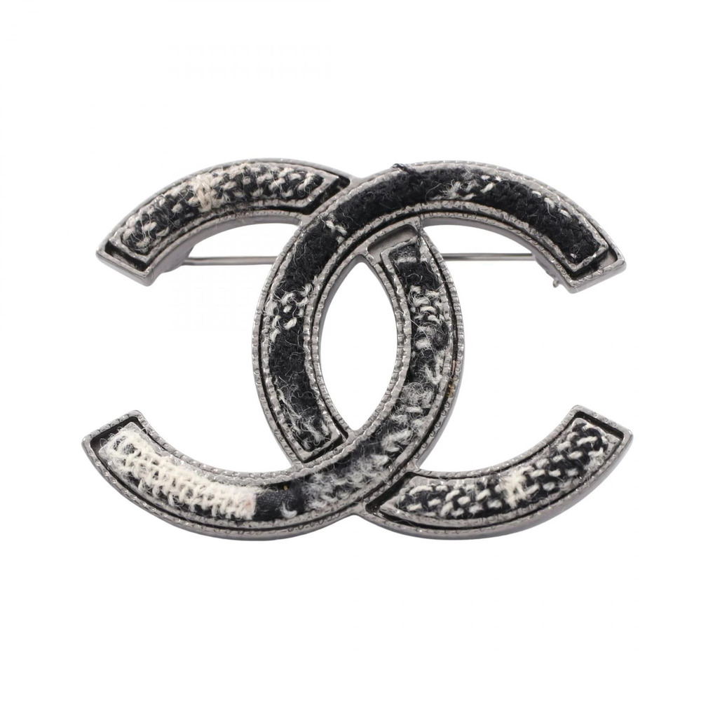 CHANEL Black Logo Brooch